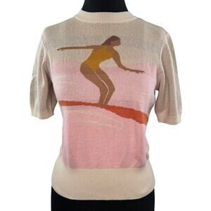 FAHERTY 100% Organic Cotton Beach Surf Sweater Tee In Sunset Waves Size M Medium